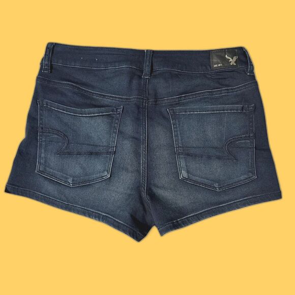America Eagle High Rise Women's Navy/Blue Shorts Size 10 Super Super Stretch - Picture 4 of 7